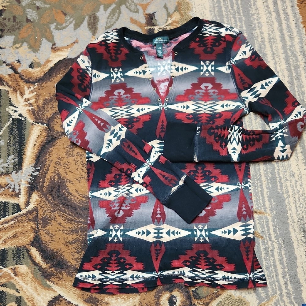 Patterned Red and Black Women's Sweater
